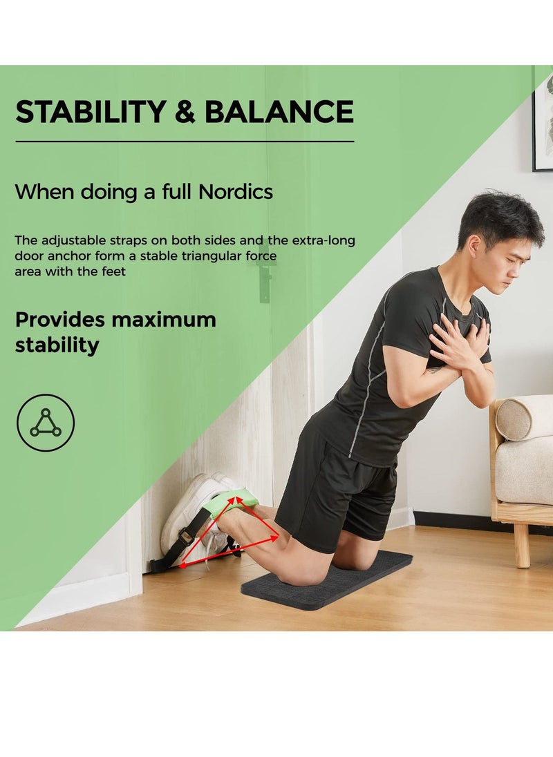 SYOSI - Upgraded Nordic Hamstring Curl Strap, Adjustable Nordic Strap with Soft Knee Pad & Instructions, High Stability Design for Nordic Curl, Ab Workout, Hamstring Curls - Image 1