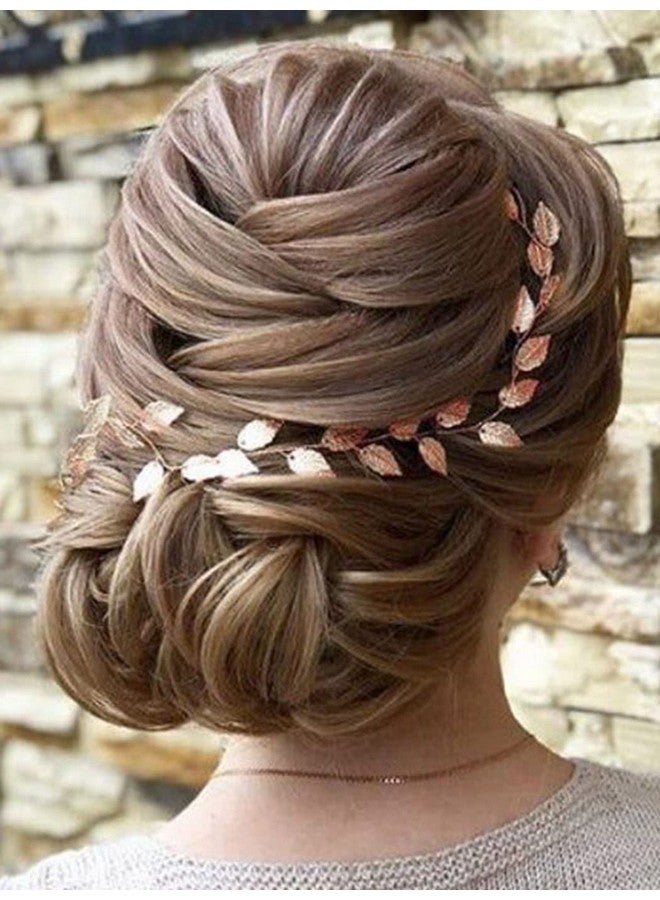 JAKAWIN Leaf Bride Wedding Hair Vine Gold Hair Piece Bridal Hair Accessories For Women And Girls Hv179 (Rose Gold)  - Image 3