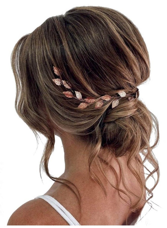 JAKAWIN Leaf Bride Wedding Hair Vine Gold Hair Piece Bridal Hair Accessories For Women And Girls Hv179 (Rose Gold)  - Image 1