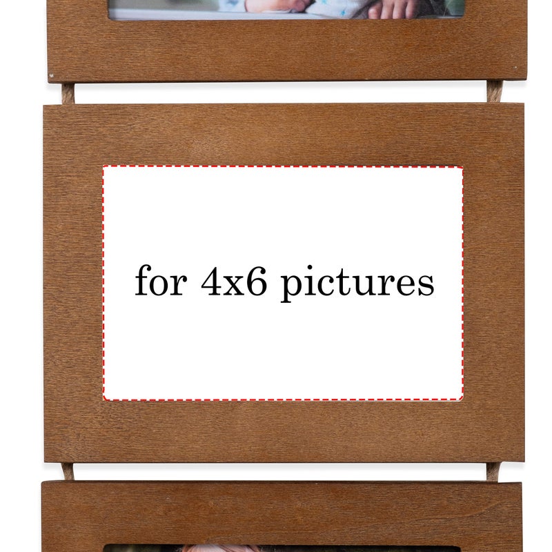 Wallniture Aries Vertical Wall Decor Picture Frames 4x6 Inch, 8 Opening Photo Collage Set of 2 (Walnut) - Image 4