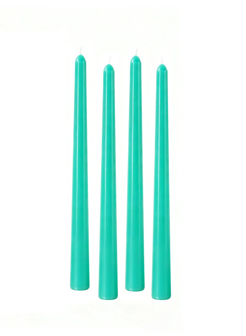 شموع مدببة 10 بوصة خضراء، مجموعة من 4 شموع طويلة مدببة بدون رائحة، بدون تنقيط، بدون دخان، مناسبة لحفلات الزفاف وديكور المنزل والعشاء، سلسلة ألوان طبيعية - Image 4