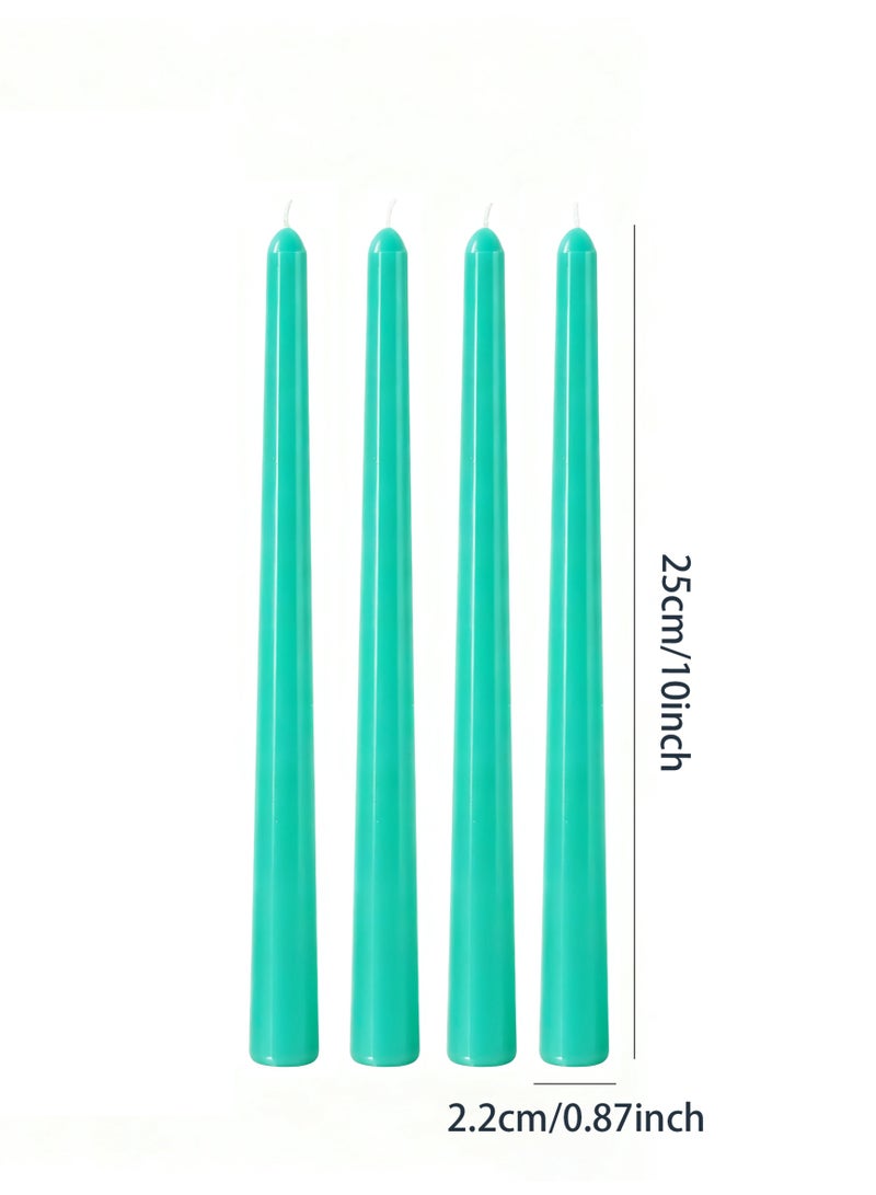 شموع مدببة 10 بوصة خضراء، مجموعة من 4 شموع طويلة مدببة بدون رائحة، بدون تنقيط، بدون دخان، مناسبة لحفلات الزفاف وديكور المنزل والعشاء، سلسلة ألوان طبيعية - Image 2