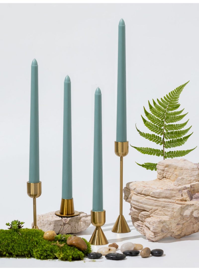شموع مدببة 10 بوصة خضراء، مجموعة من 4 شموع طويلة مدببة بدون رائحة، بدون تنقيط، بدون دخان، مناسبة لحفلات الزفاف وديكور المنزل والعشاء، سلسلة ألوان طبيعية - Image 3