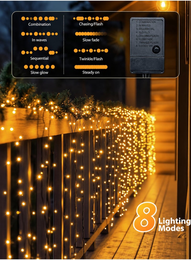 MODI 50M, Warm White, 1 Piece, LED String Lights With 8 Lighting Modes, End-To-End Connector, Black Wire And IP44 Splash-Resistant Design - Image 5