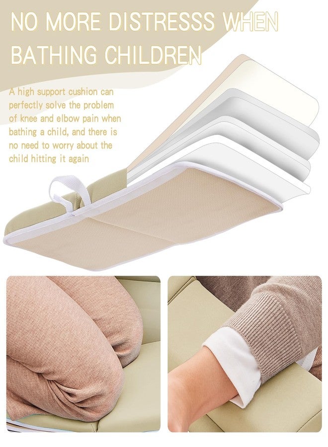 ILPEOD Baby Bath Kneeler and Elbow Rest Pad Set,Bath Kneeling Pad Thick Soft Quick Dry Bathtub Mat for Bathing Time,Baby Essentials Memory Foam with Toys Organizer Gifts for Parents,Khaki - Image 4