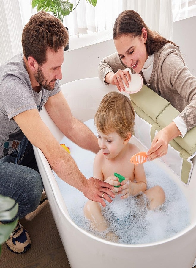 ILPEOD Baby Bath Kneeler and Elbow Rest Pad Set,Bath Kneeling Pad Thick Soft Quick Dry Bathtub Mat for Bathing Time,Baby Essentials Memory Foam with Toys Organizer Gifts for Parents,Khaki - Image 3