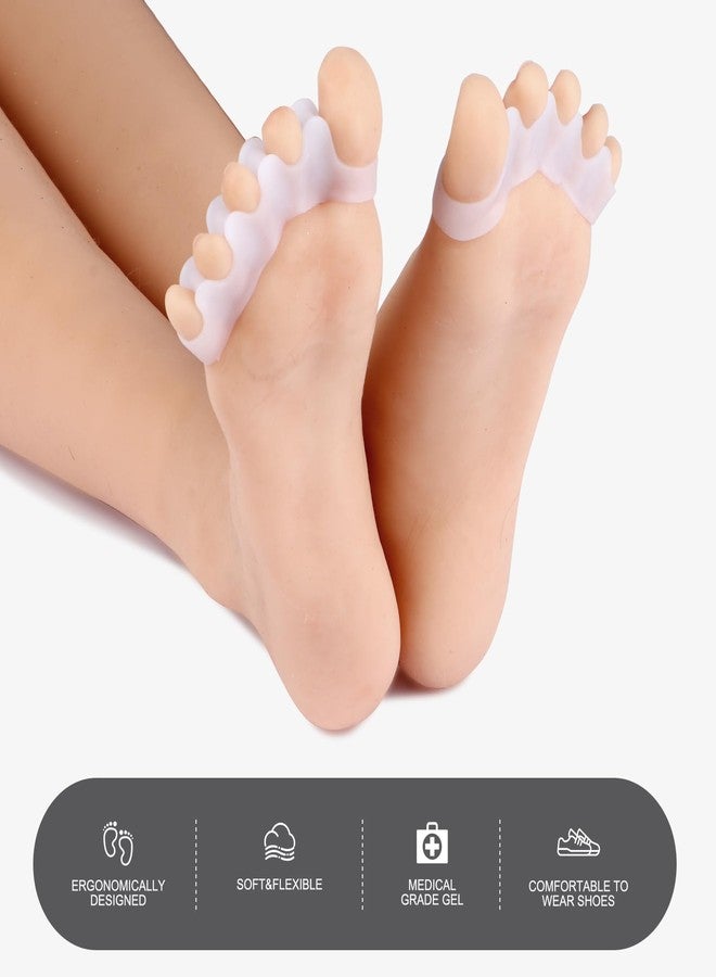 Roogaluckeep 2 Pcs Silicone Toe Separators，Spreaders & Spacers - Straighten Overlapping Toes, Relieve Bunion Pain, Plantar Fasciitis，Post-Pedicure Care for Men and Women，Large（White） - Image 2