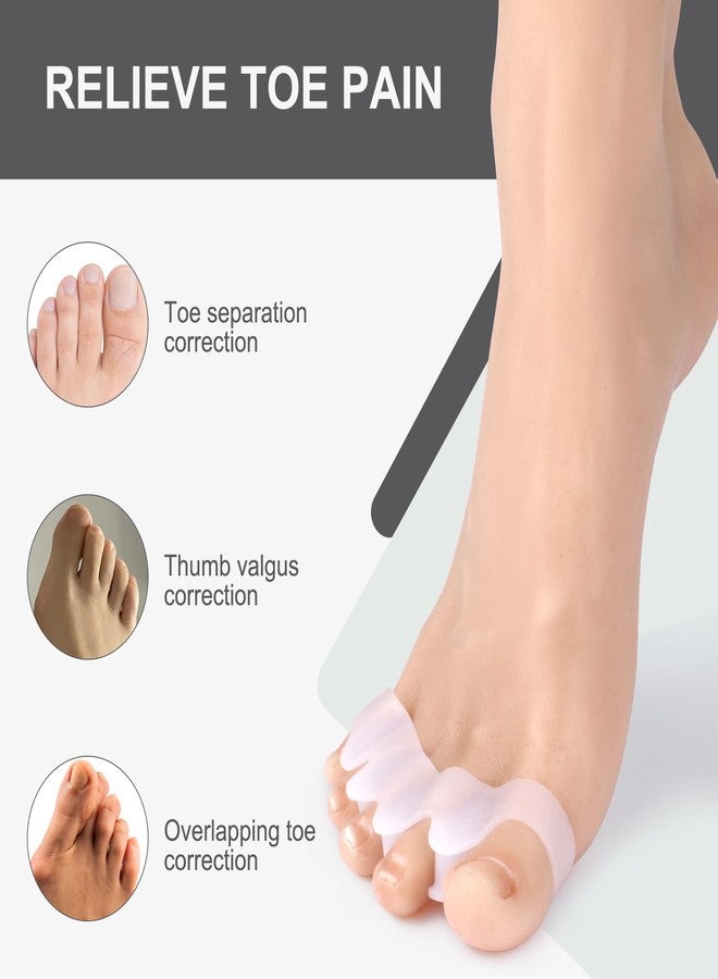Roogaluckeep 2 Pcs Silicone Toe Separators，Spreaders & Spacers - Straighten Overlapping Toes, Relieve Bunion Pain, Plantar Fasciitis，Post-Pedicure Care for Men and Women，Large（White） - Image 3