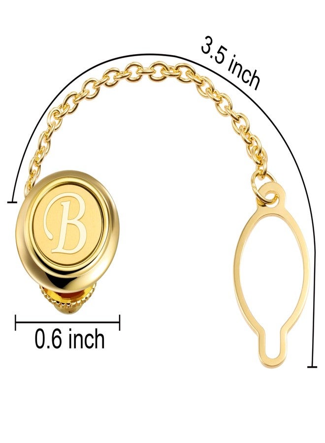 HAWSON Mens Tie Tacks for Men with Chain Round Gold Tie Pins Wedding Business Birthday Anniversary Initials A-Z Tie Clip Gifts - Image 4