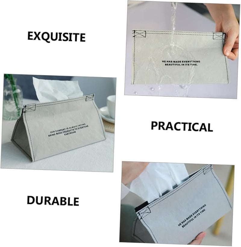 غطاء علبة المناديل الحديث البسيط للمنزل والسيارة والمكتب حامل تخزين أنيق باللون الأسود - Image 5