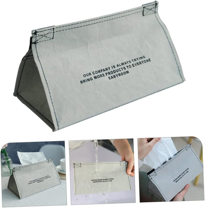 غطاء علبة المناديل الحديث البسيط للمنزل والسيارة والمكتب حامل تخزين أنيق باللون الأسود - Image 2