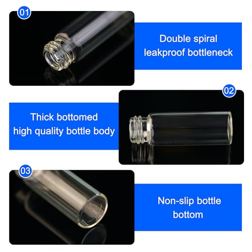 ETTSNU 20PCS 4ml Clear Glass Vials with Screw Caps and PE pad, 1 Dram Small Lab Sample Vials with Lids, Leak-Proof Liquid Storage Empty Vial(with Droppers and Marker Stickers) - Image 3