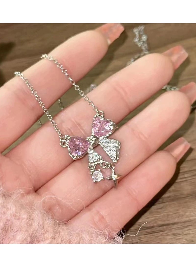 Goolsky قلادة باندلت زركون وردي - تشوكر رقيق وأنيق للنساء، مجوهرات مستوحاة من الطراز القديم، للارتداء اليومي/المواعيد - Image 1