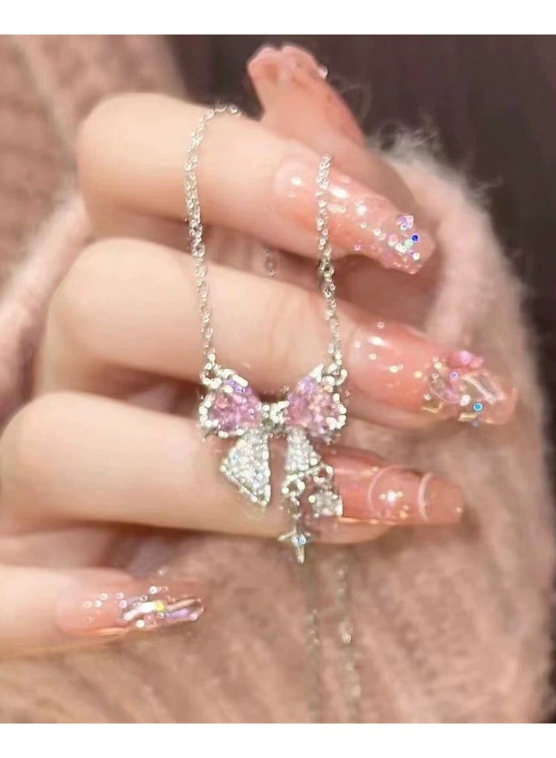 Goolsky قلادة باندلت زركون وردي - تشوكر رقيق وأنيق للنساء، مجوهرات مستوحاة من الطراز القديم، للارتداء اليومي/المواعيد - Image 3