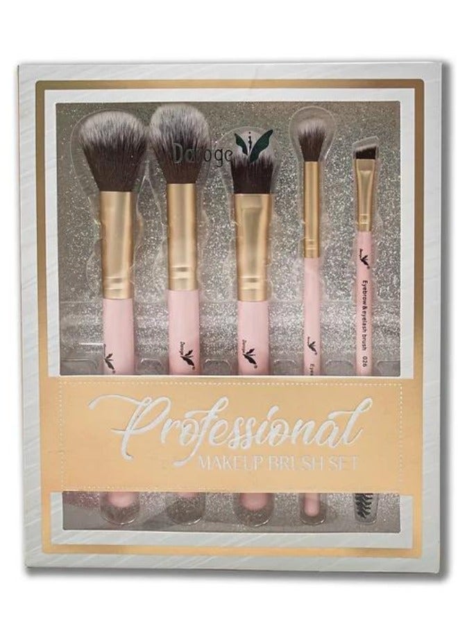 daroge Professional 5 Pieces Multi Useable Makeup Brush Gift Set - Rose Gold - Image 1