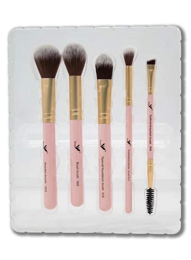 daroge Professional 5 Pieces Multi Useable Makeup Brush Gift Set - Rose Gold - Image 2
