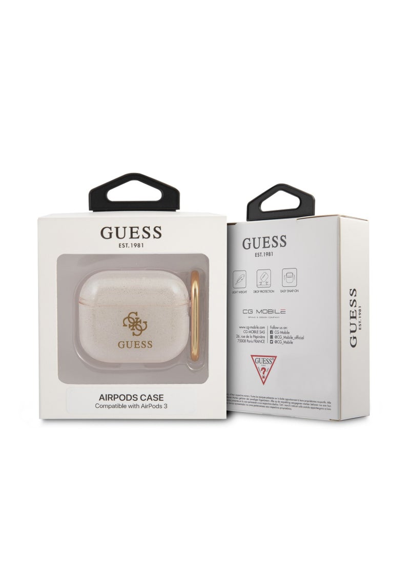 GUESS - Guess Airpods 3 TPU Colored Glitter Case, 360 Protection, Easy to Install, and Effectively Absorbs Shock - Gold - Image 1