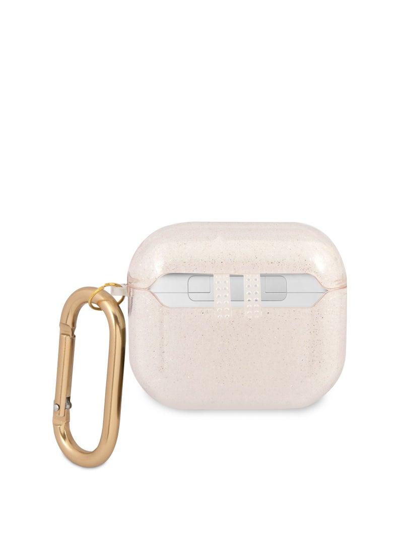 GUESS - Guess Airpods 3 TPU Colored Glitter Case, 360 Protection, Easy to Install, and Effectively Absorbs Shock - Gold - Image 1