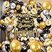 YinQin 80 PCS Black Gold Happy Birthday Party Balloons Set with Photo Backgrounds Backdrops Banner Cloth Gliter Black Golden Bday Balloon Decorations Happy Birthday Party Supplies for Men Women - Image 3
