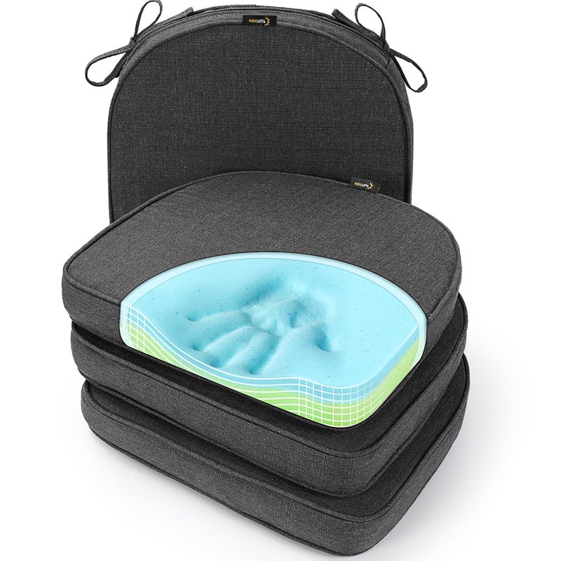SUNROX Gel Memory Foam Chair Cushions FadeShield Water StainResistant Durable Reversible Seat Cushion Pads with Ties for IndoorOutdoor Kitchen Dining Office 17x16 Set of 4 Midnight