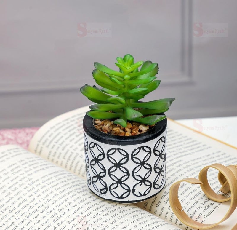 Satyam Kraft SATYAM KRAFT 1 Pc Aesthetic pigmyweeds Succulent Small Mini Plants Faux Flower Plant with Pot Add Charm to Your Home Decor GiftingOfficeRoom Decor Festival Decor  - Image 4