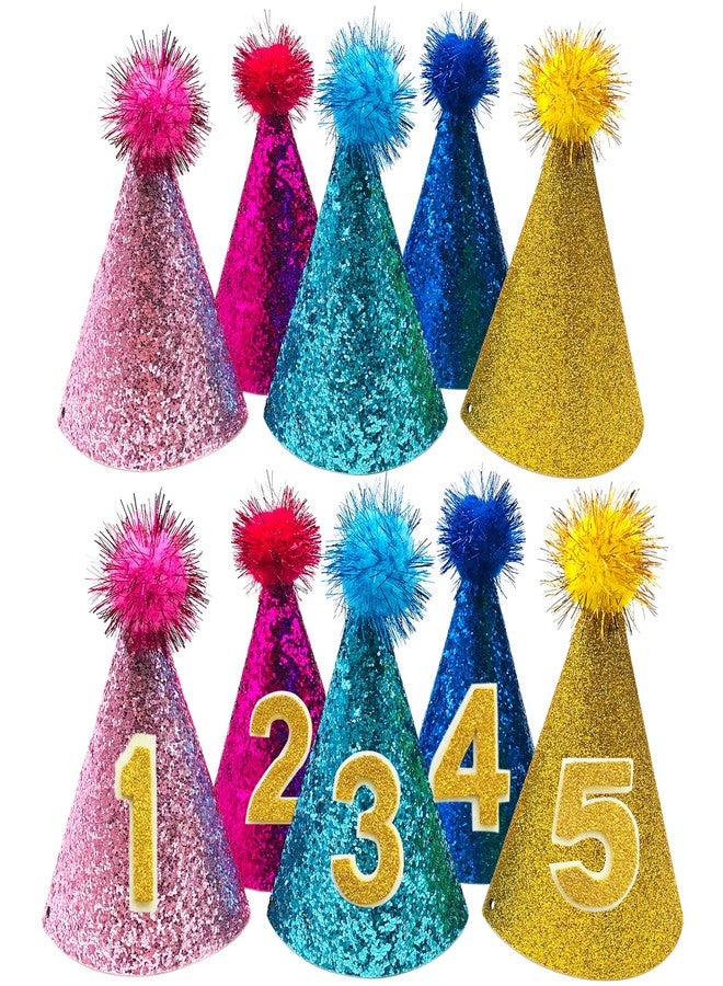 PET SHOW 5pcs Small Dog Birthday Hat Set for Boys Girls Medium Dogs Cat Kitten Puppies Party Hats with 0-9 Numbers 10 Glue Grooming Accessories - Image 5
