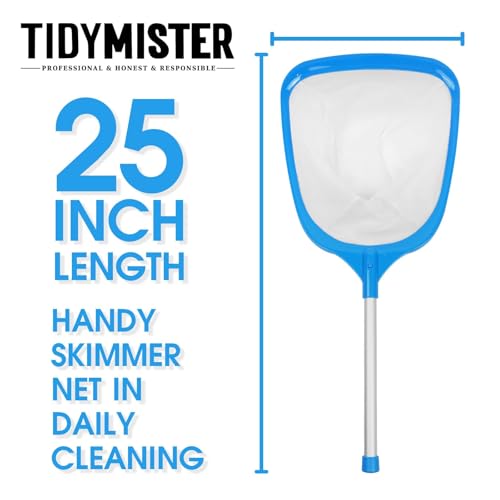 TidyMister شبكة سحب المياه من حوض الاستحمام الساخن TidyMister مع عمود من الألمنيوم بطول 12 بوصة وشبكة فائقة الدقة وسهلة الاستخدام لجمع الأوراق للحPools فوق الأرض الصغيرة والتقاط الحطام الخفيف الوزن. - Image 4