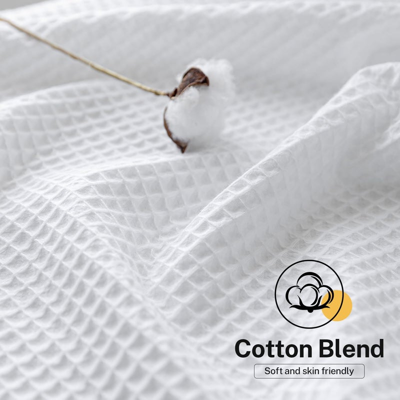 River Dream Waffle No Hooks Shower Curtain with Snap in Liner,Cotton Blend Fabric Shower Curtain for Bathroom,Hotel Quality,White,71 Wx 74 L - Image 5