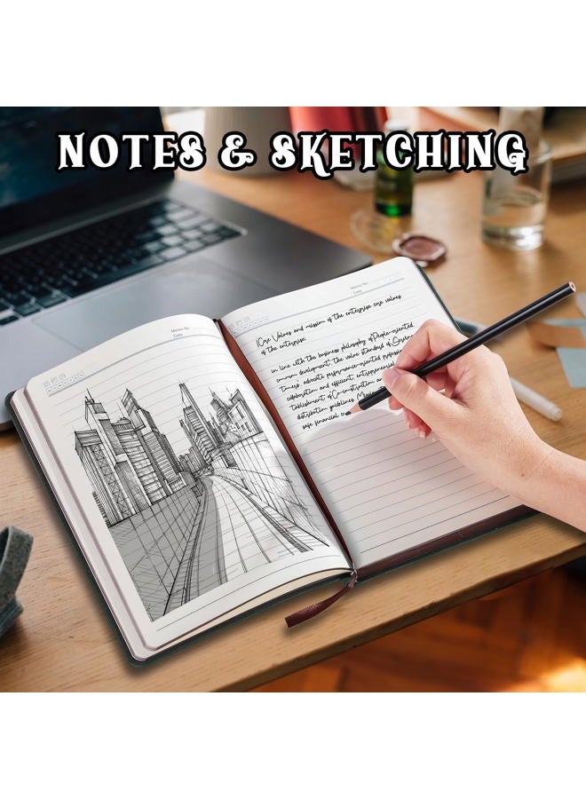Fetinar Leather Vintage Journal Notebook,300 Pages Softcover Leather Lined Journal Notebook for Women Men,300 Pages Notebook for Travel,Business,Work,Office,School Note Taking,5.7'' X 8.3'',Green - Image 4