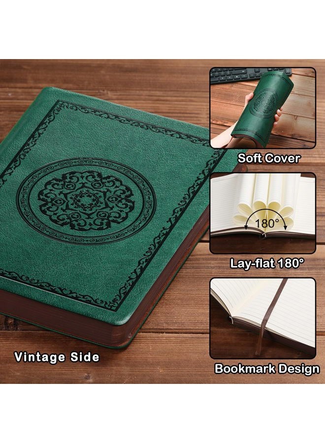 Fetinar Leather Vintage Journal Notebook,300 Pages Softcover Leather Lined Journal Notebook for Women Men,300 Pages Notebook for Travel,Business,Work,Office,School Note Taking,5.7'' X 8.3'',Green - Image 3
