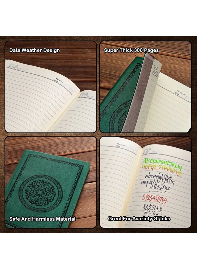 Fetinar Leather Vintage Journal Notebook,300 Pages Softcover Leather Lined Journal Notebook for Women Men,300 Pages Notebook for Travel,Business,Work,Office,School Note Taking,5.7'' X 8.3'',Green - Image 5
