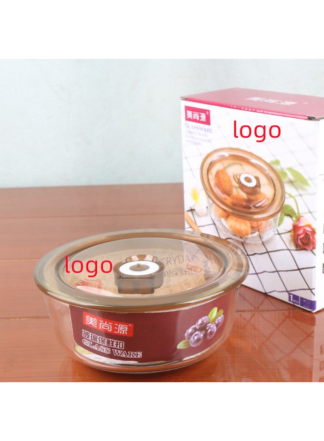 Glass Bowl Suit Sealed Lunch Box Refrigerator Fresh Salad Bowl With Lid Three-piece Gift Opening Gift Wholesale-Specifications:Negative Pressure Handle Box Two-piece Set 1*24 Full Box Delivery - Image 5