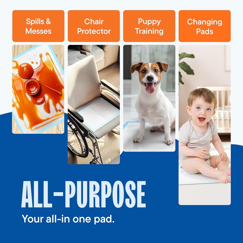 Stack Man Chucks Pads Disposable [50-Pack] Underpads 17"x 24" - Pee Pads for Dog, Puppy - Diaper Changing Table Pad for Baby - Incontinence Bed & Chair Liners for Elderly - Pet Potty Training Pads - Leak Proof - Image 2