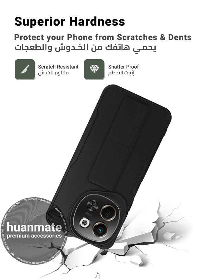 huanmate - Tecno Spark 30 5G Magnetic Case With Hand Grip Holder & Kickstand Black - Strong Grip for Magnetic Car Holder, Stylish & Functional, Ultimate Convenience & Hands-Free Viewing - Image 1