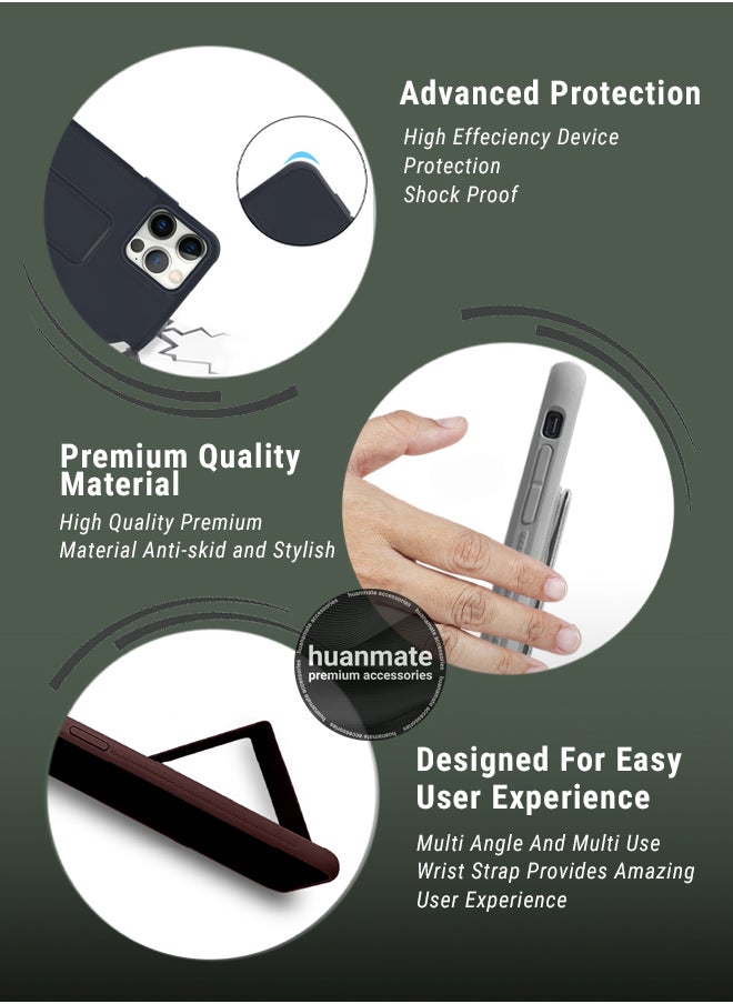 huanmate - Tecno Spark 30 5G Magnetic Case With Hand Grip Holder & Kickstand Black - Strong Grip for Magnetic Car Holder, Stylish & Functional, Ultimate Convenience & Hands-Free Viewing - Image 1