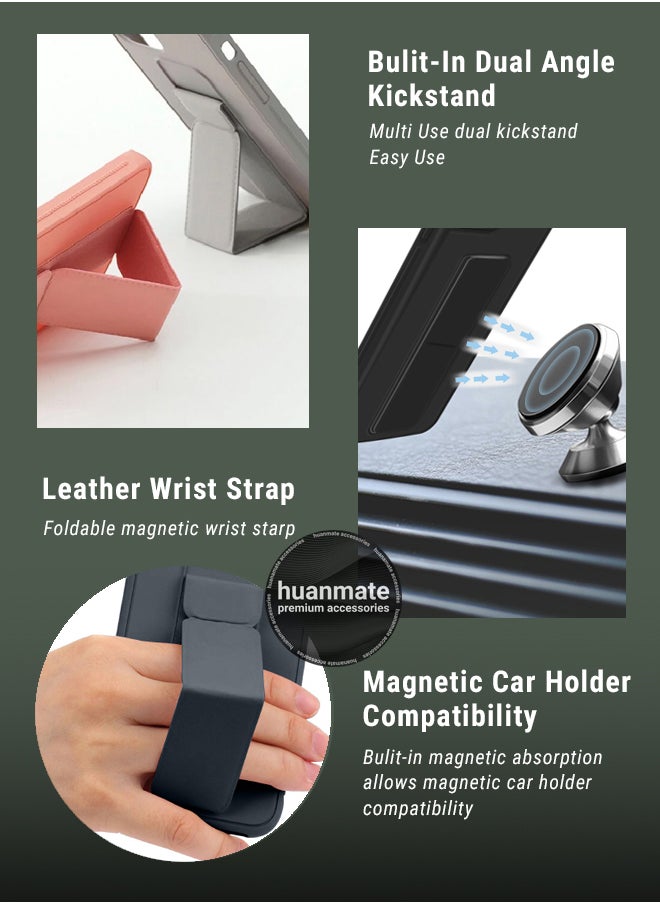 huanmate - Tecno Spark 30 5G Magnetic Case With Hand Grip Holder & Kickstand Black - Strong Grip for Magnetic Car Holder, Stylish & Functional, Ultimate Convenience & Hands-Free Viewing - Image 1