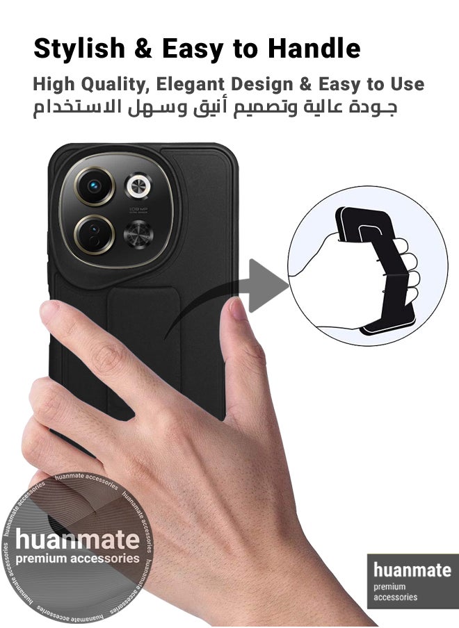 huanmate - Tecno Spark 30 5G Magnetic Case With Hand Grip Holder & Kickstand Black - Strong Grip for Magnetic Car Holder, Stylish & Functional, Ultimate Convenience & Hands-Free Viewing - Image 1