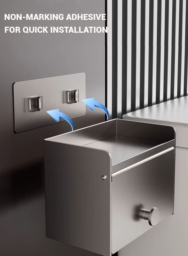 Beauenty Wall-Mounted Toilet Paper Holder & Hand Towel Rack | Premium Space Aluminum, Waterproof, No Drilling, Gunmetal Gray | Bathroom & Hotel Use - Image 3