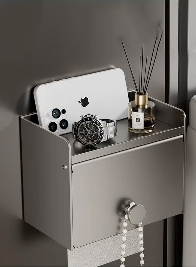 Beauenty Wall-Mounted Toilet Paper Holder & Hand Towel Rack | Premium Space Aluminum, Waterproof, No Drilling, Gunmetal Gray | Bathroom & Hotel Use - Image 1