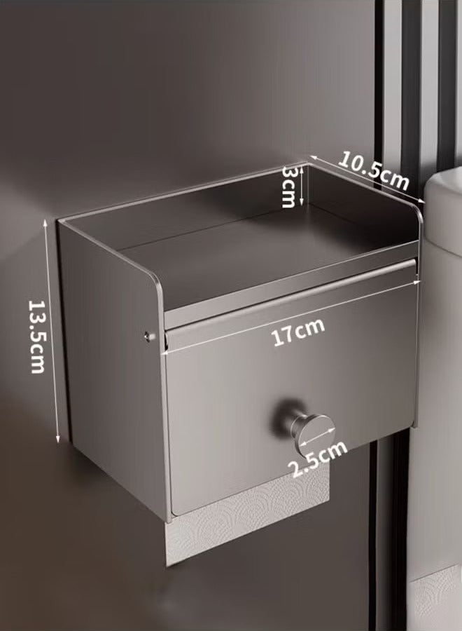 Beauenty Wall-Mounted Toilet Paper Holder & Hand Towel Rack | Premium Space Aluminum, Waterproof, No Drilling, Gunmetal Gray | Bathroom & Hotel Use - Image 2