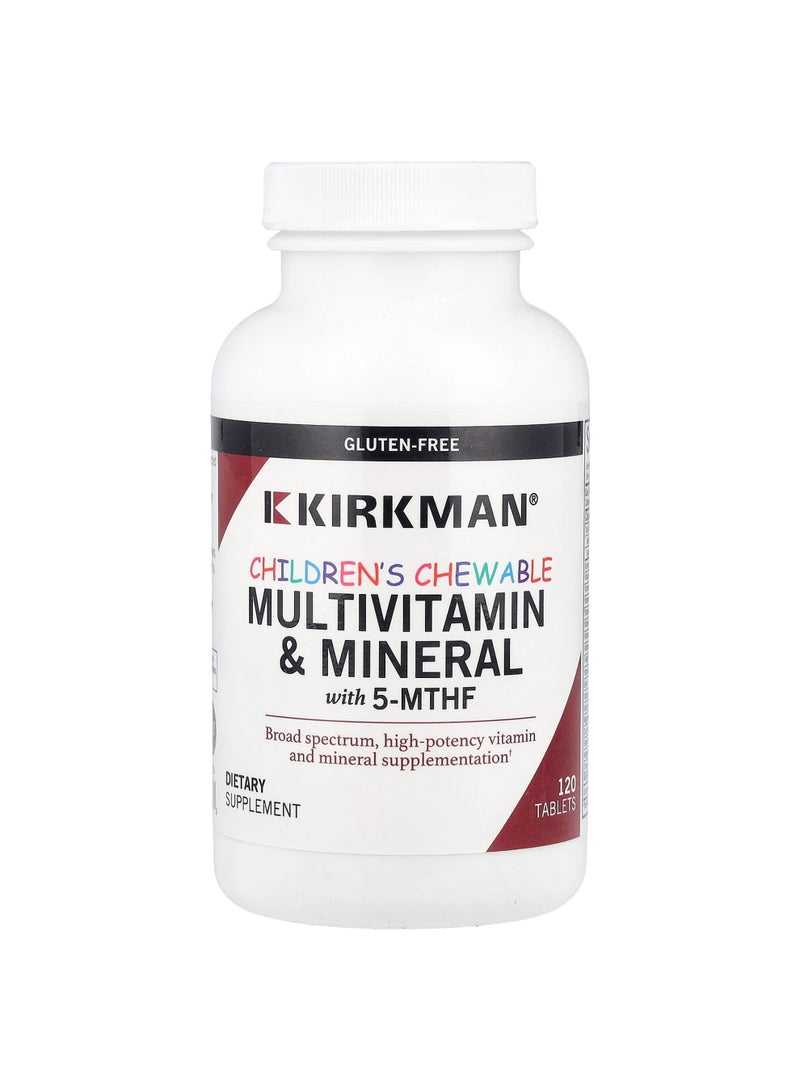 Kirkman Labs Children's Chewable Multivitamin & Mineral with 5-MTHF, 120 Tablets