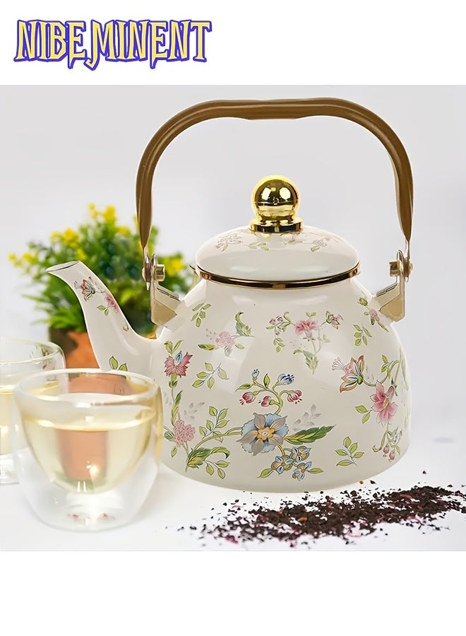 NIBEMINENT A 1.2L Enamel Teapot in Rich Violet Color with a Round Bottom, Featuring a Strainer And a Lid. It Serves As a Cold Water Pot, Tea Kettle, Coffee Pot, And Milk Tea Pot. This Multifunctional Enamel Kettle Is Suitable for Both Induction And Gas Stoves - Image 5