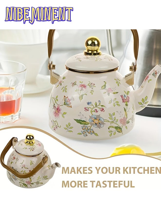 NIBEMINENT A 1.2L Enamel Teapot in Rich Violet Color with a Round Bottom, Featuring a Strainer And a Lid. It Serves As a Cold Water Pot, Tea Kettle, Coffee Pot, And Milk Tea Pot. This Multifunctional Enamel Kettle Is Suitable for Both Induction And Gas Stoves - Image 2