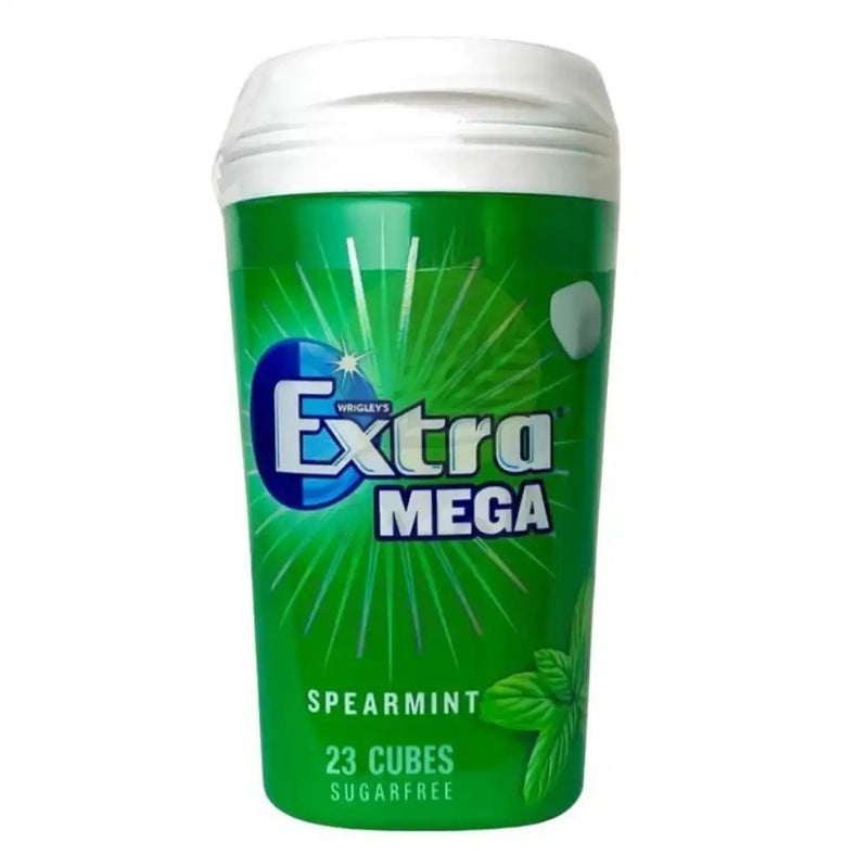 Extra Mega Bottle Spearmint Flavor Chewing Gum Cubes Sugar Free- 23pcs