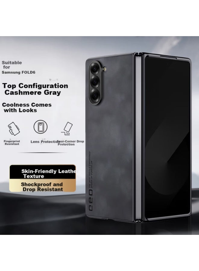 Purecolor Samsung Fold6 Case Zfold6 Foldable Phone Protective Cover Lens Protection Slim Skin-friendly Sweat-resistant Uni Minimalist Gray