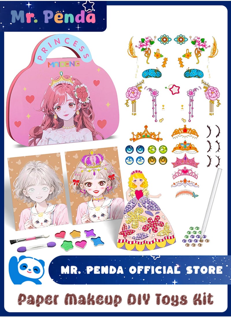 Mr. Penda Paper Makeup DIY Girls Toy Kit, Paper Craft Kits, Art Craft Activity with Diamond Painting and Princess Dress Up Set, Ideal Birthday Party Gift for Girls Ages 4 5 6 7 8 9+ Year Old  - Image 1