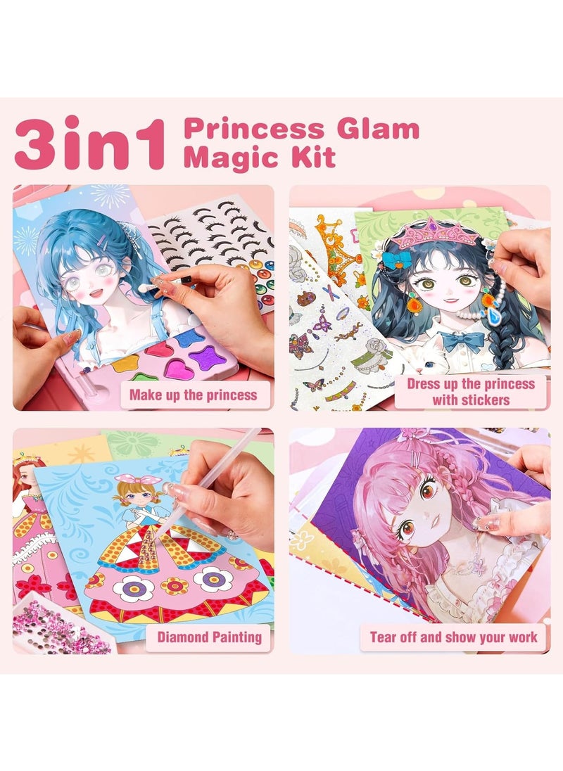 Mr. Penda Paper Makeup DIY Girls Toy Kit, Paper Craft Kits, Art Craft Activity with Diamond Painting and Princess Dress Up Set, Ideal Birthday Party Gift for Girls Ages 4 5 6 7 8 9+ Year Old  - Image 4