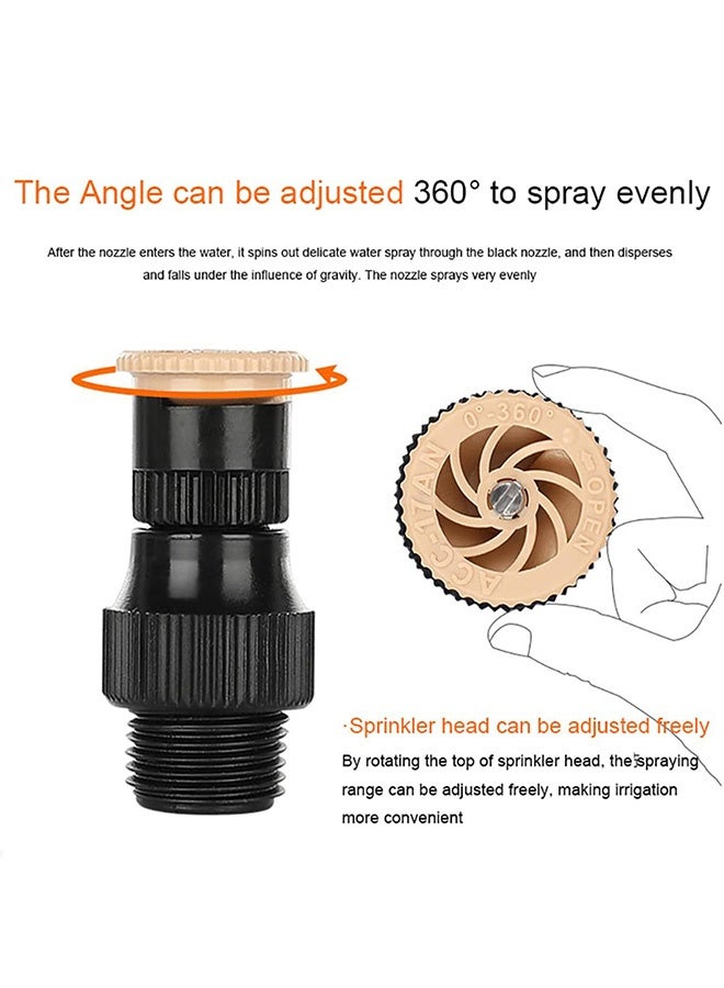 Peachjoy 4 Pack 360° Adjustable Garden Sprinkler, Yellow, Plastic, Rotary, Garden Sprinkler - Image 3