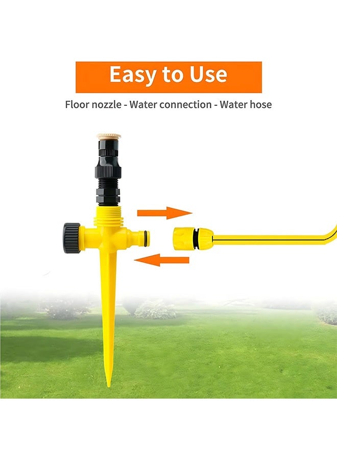 Peachjoy 4 Pack 360° Adjustable Garden Sprinkler, Yellow, Plastic, Rotary, Garden Sprinkler - Image 5