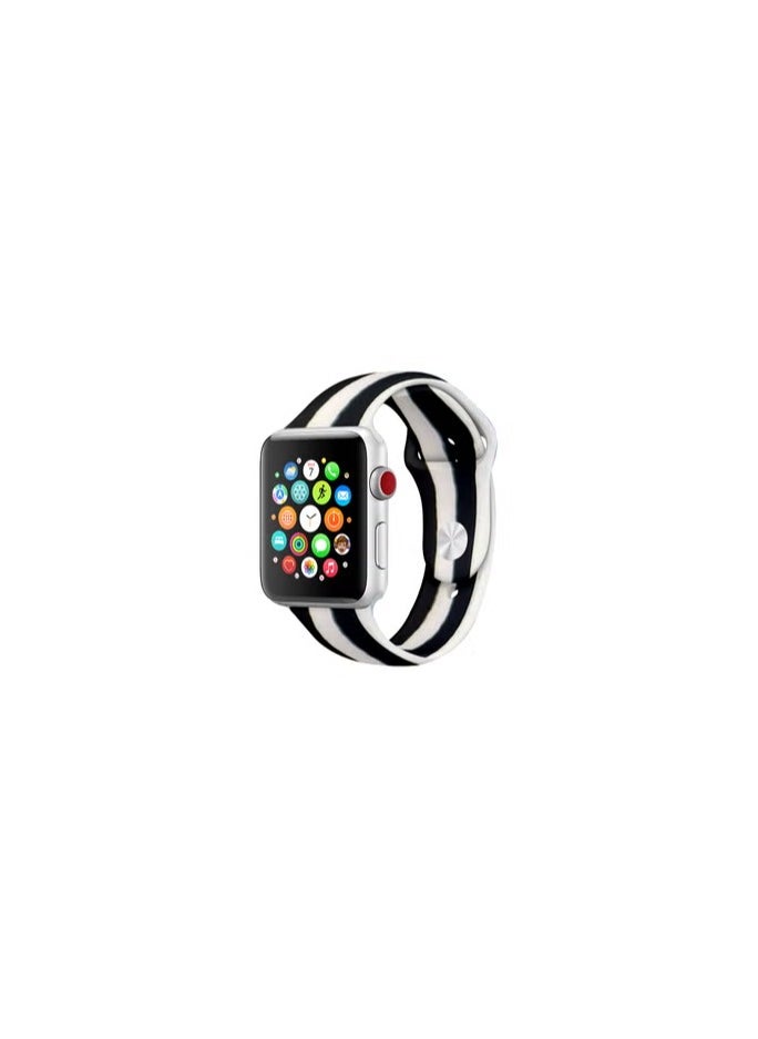 CATANES - Apple Watch Band 41mm 40mm 38mm Stripe Silicone Replacement Band for iWatch Series 7/SE/6/5/4/3/2/1 - Image 1